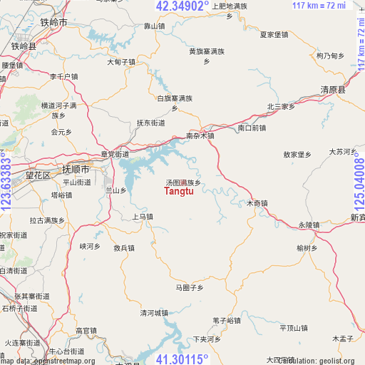 Tangtu on map