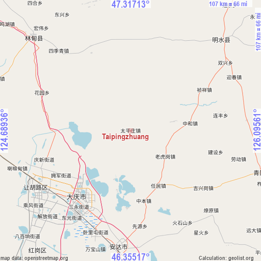 Taipingzhuang on map