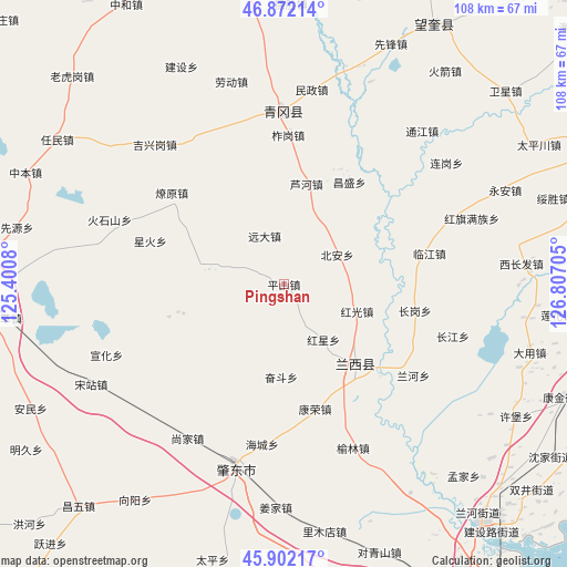 Pingshan on map