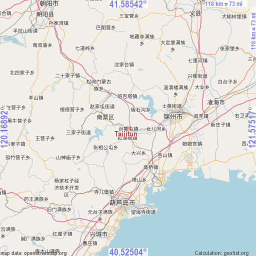 Taijitun on map