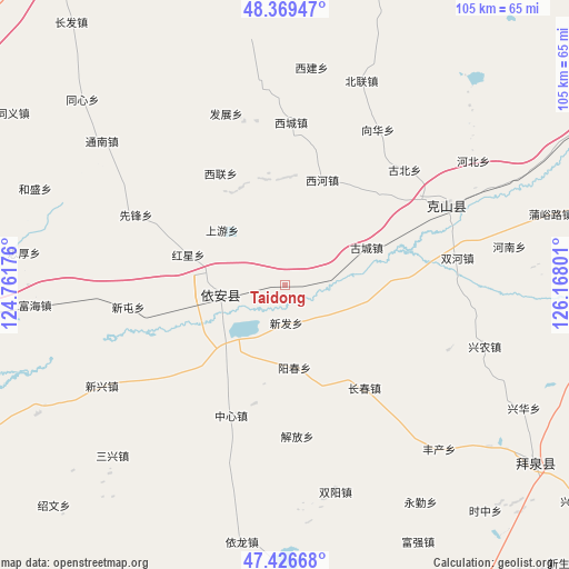 Taidong on map