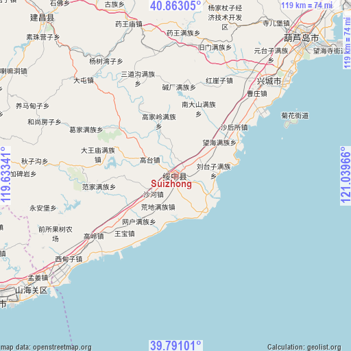 Suizhong on map