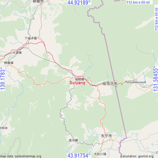 Suiyang on map