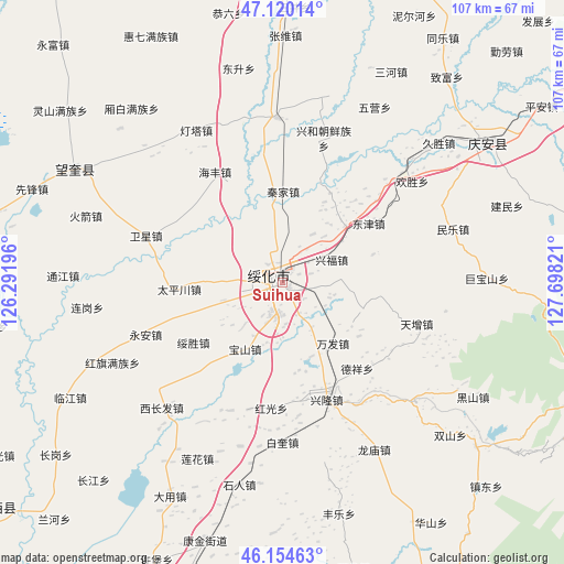 Suihua on map