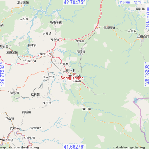 Songjianghe on map