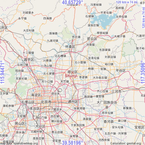 Shunyi on map