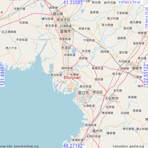 Shuiyuan on map