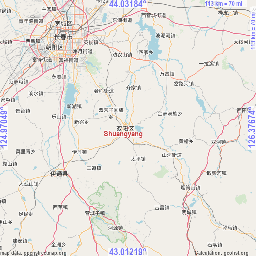 Shuangyang on map