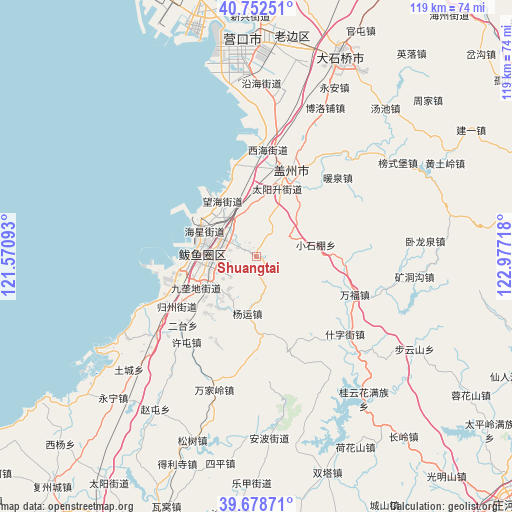 Shuangtai on map