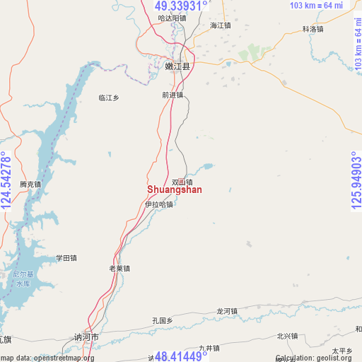 Shuangshan on map