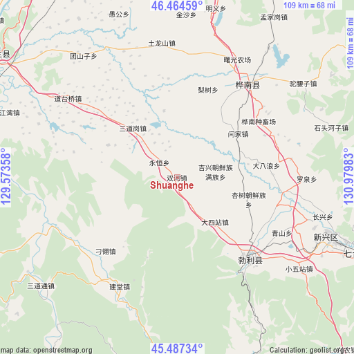 Shuanghe on map