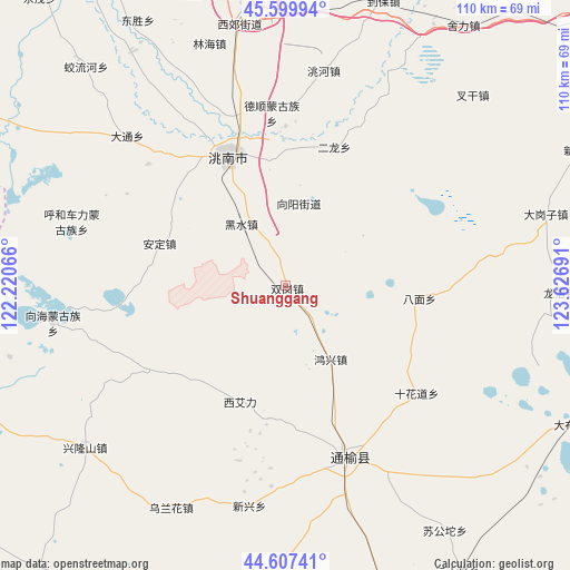 Shuanggang on map