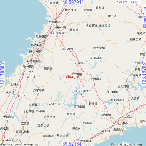 Shizijie on map