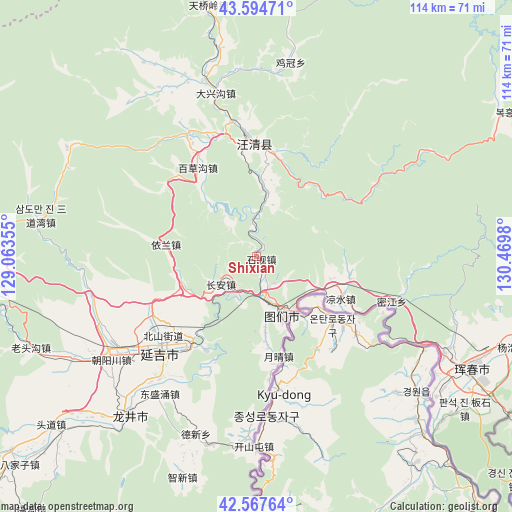 Shixian on map