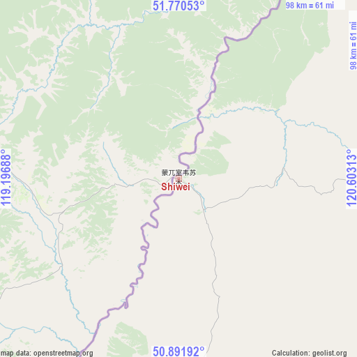 Shiwei on map