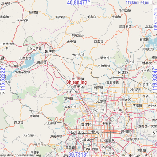 Shisanling on map