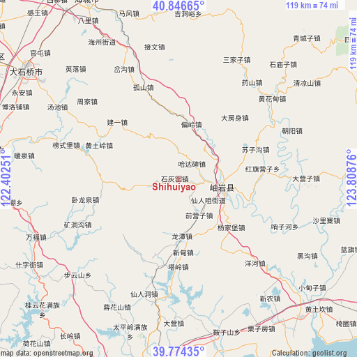 Shihuiyao on map