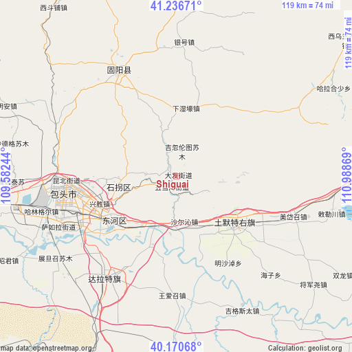 Shiguai on map