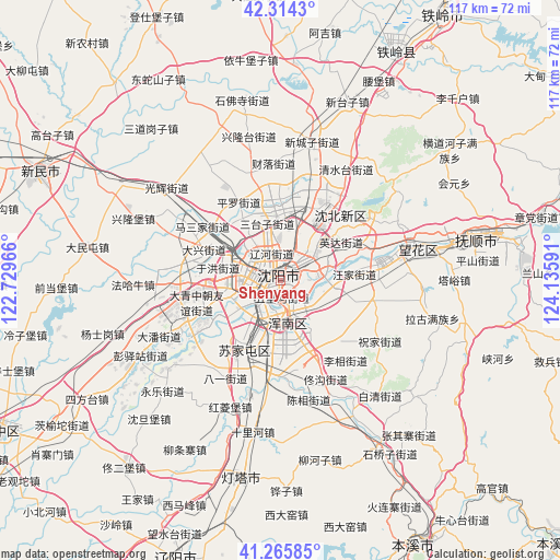 Shenyang on map