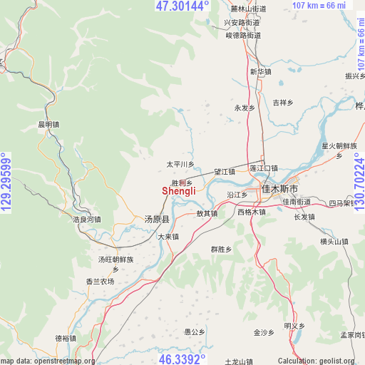 Shengli on map