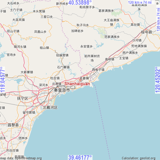 Shanhaiguan on map