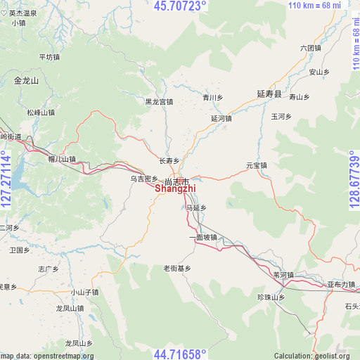 Shangzhi on map