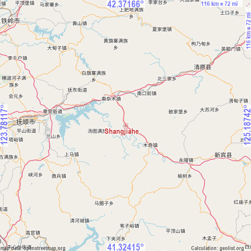 Shangjiahe on map