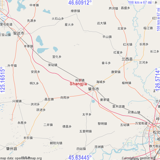 Shangjia on map