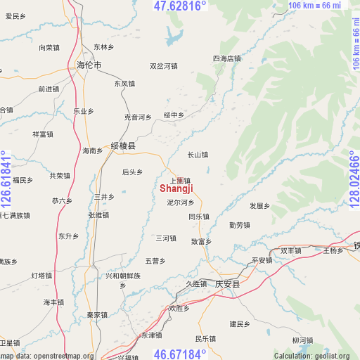 Shangji on map