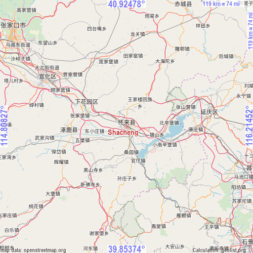 Shacheng on map