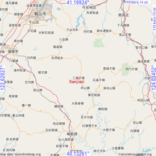 Sanjiazi on map