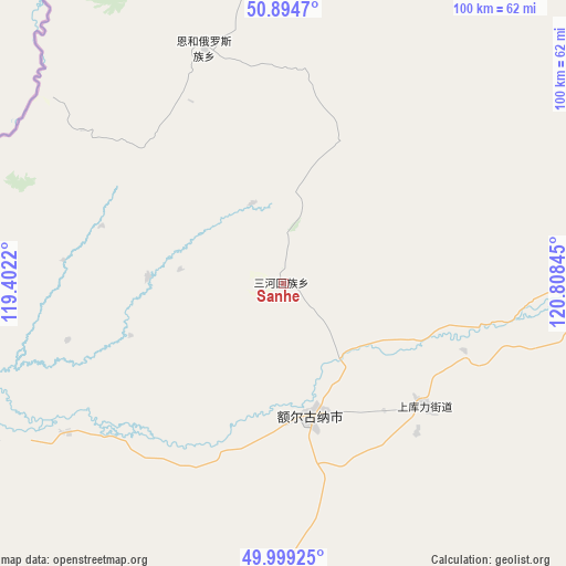 Sanhe on map