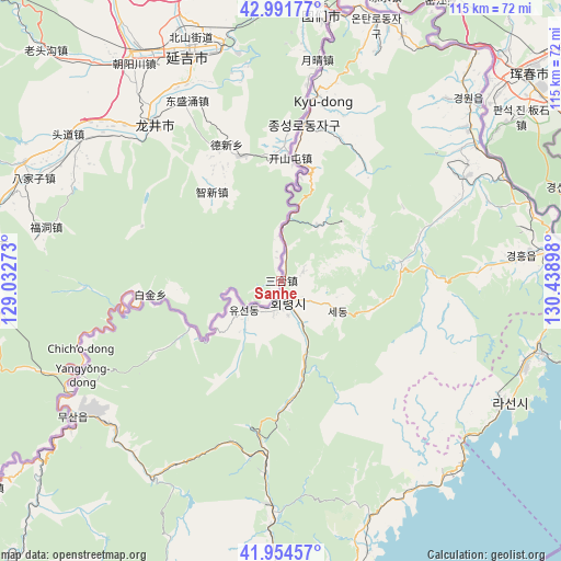 Sanhe on map