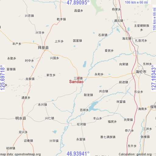 Sandao on map