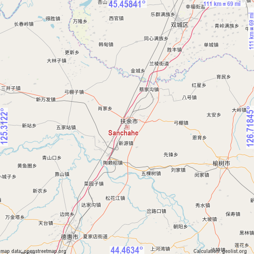 Sanchahe on map