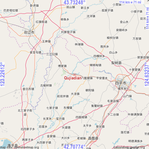 Qujiadian on map