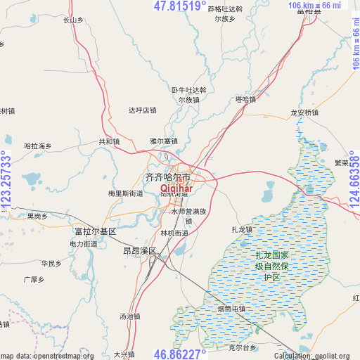Qiqihar on map