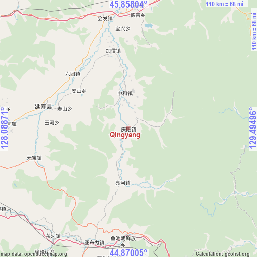 Qingyang on map