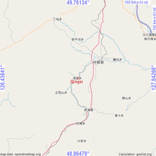 Qingxi on map