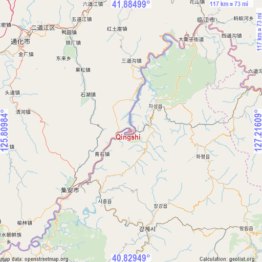 Qingshi on map