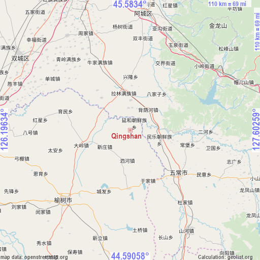 Qingshan on map