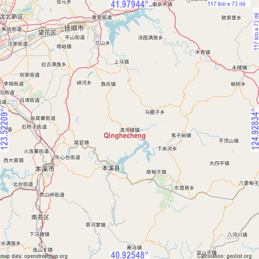 Qinghecheng on map