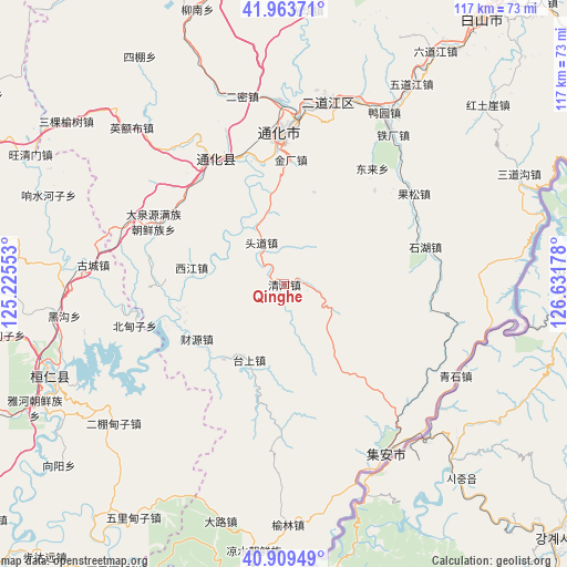 Qinghe on map