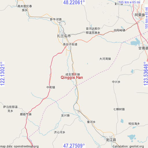 Qinggis Han on map