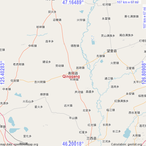 Qinggang on map