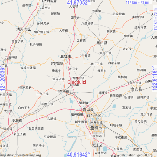 Qingduizi on map