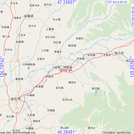 Qing’an on map