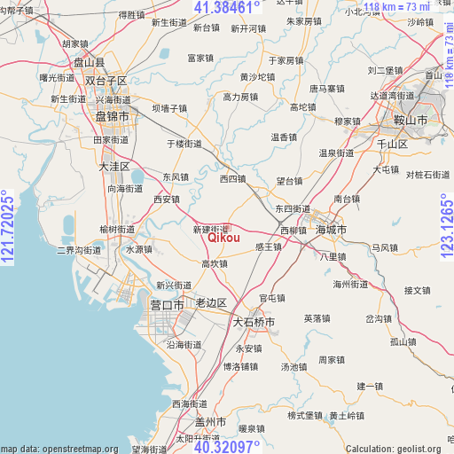 Qikou on map