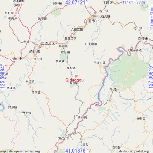 Qidaogou on map