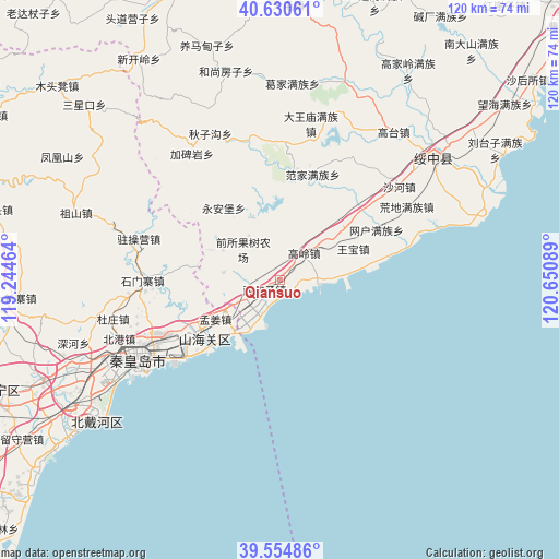 Qiansuo on map